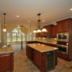 Island with Wine Cooler and Granite Countertops